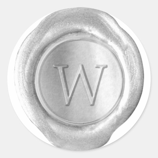 Wax Seal Monogram - Zilver - Serif W - Ronde Sticker (Voorkant)