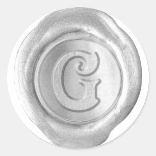 Wax Seal Monogram - Zilver - Victoriaans G - Ronde Sticker