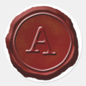 Wax Seal Red Monogram A Initiaal Ronde Sticker (Voorkant)