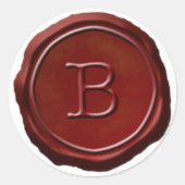 Wax Seal Red Monogram B-Initiaal Ronde Sticker (Voorkant)