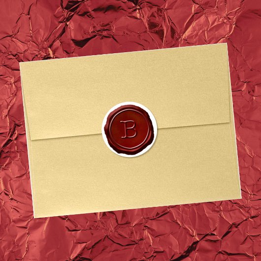 Wax Seal Red Monogram B-Initiaal Ronde Sticker