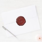 Wax Seal Red Monogram D Initiaal Ronde Sticker (Envelop)