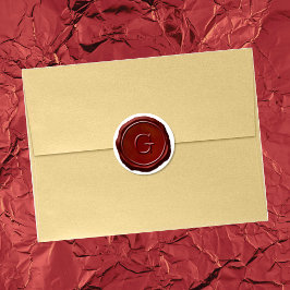 Wax Seal Red Monogram G Initiaal Ronde Sticker