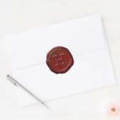 Wax Seal Red Monogram H-Initiaal Ronde Sticker (Envelop)