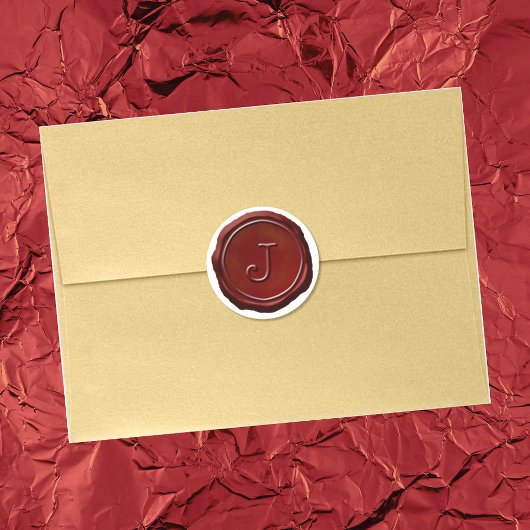 Wax Seal Red Monogram J Initiaal Ronde Sticker