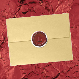 Wax Seal Red Monogram L Initiaal Ronde Sticker