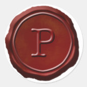 Wax Seal Red Monogram P-Initiaal Ronde Sticker (Voorkant)