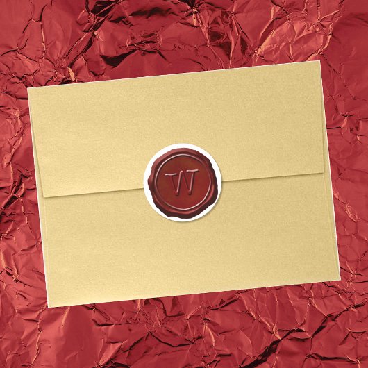 Wax Seal Red Monogram W Initiaal Ronde Sticker