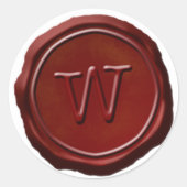 Wax Seal Red Monogram W Initiaal Ronde Sticker (Voorkant)