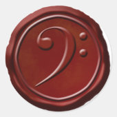 Wax Seal Red Treble Clef Muzieksymbool Ronde Sticker (Voorkant)