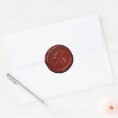 Wax Seal Rode Dubbele Initialen Monogram Ronde Sticker (Envelop)