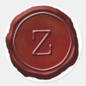 Wax Seal Rood Monogram Z Initiaal Ronde Sticker (Voorkant)