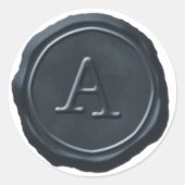 Wax Seal Silver Blue Monogram A Initiaal Ronde Sticker (Voorkant)