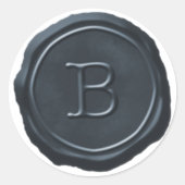 Wax Seal Silver Blue Monogram B-Initiaal Ronde Sticker (Voorkant)