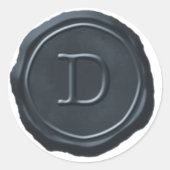 Wax Seal Silver Blue Monogram D Initiaal Ronde Sticker (Voorkant)