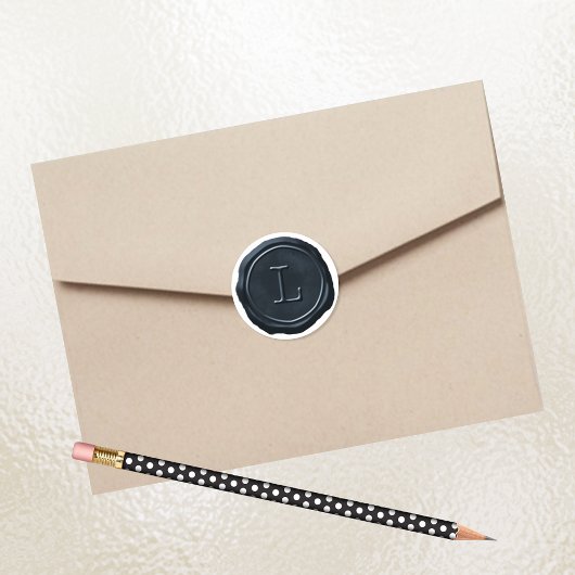 Wax Seal Silver Blue Monogram L Initiaal Ronde Sticker