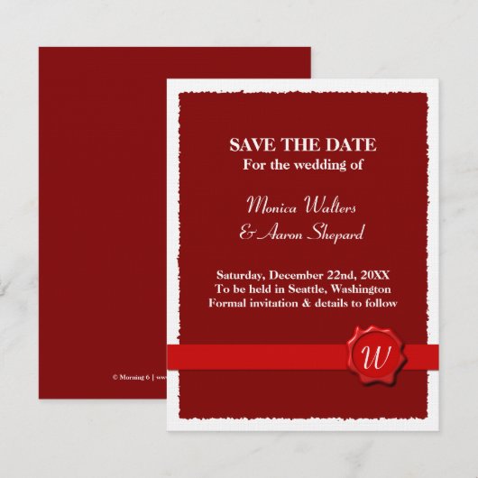 Wax Seal slaat de datum op Save The Date (Voorkant / Achterkant)