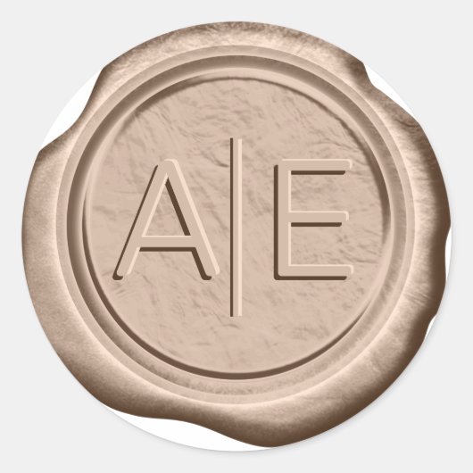 Wax Seal Wedding Accent Initialen Bronze ID948 Ronde Sticker (Voorkant)