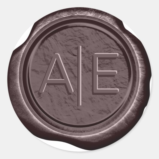 Wax Seal Wedding Accent Initialen Pecan ID947 Ronde Sticker (Voorkant)