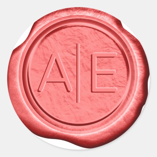 Wax Seal Wedding Accent Initialen Scarlet ID475 Ronde Sticker (Voorkant)