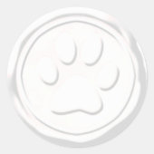 Wax Seal White Paw Print Ronde Sticker (Voorkant)