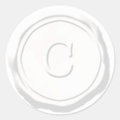 Wax Seal Wit Monogram C Initiaal Ronde Sticker (Voorkant)