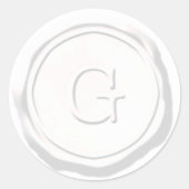Wax Seal Wit Monogram G Initiaal Ronde Sticker (Voorkant)