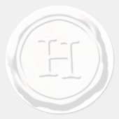 Wax Seal Wit Monogram H Initiaal Ronde Sticker (Voorkant)