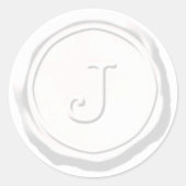 Wax Seal Wit Monogram J Initiaal Ronde Sticker (Voorkant)