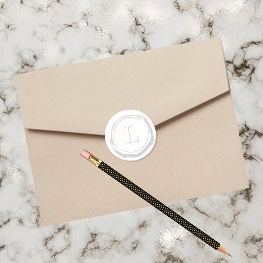 Wax Seal Wit Monogram L Initiaal Ronde Sticker
