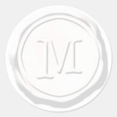 Wax Seal Wit Monogram M Initiaal Ronde Sticker (Voorkant)