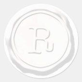 Wax Seal Wit Monogram R Initiaal Ronde Sticker (Voorkant)