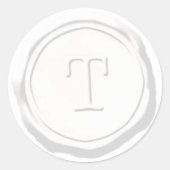 Wax Seal Wit Monogram T Initiaal Ronde Sticker (Voorkant)