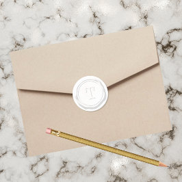 Wax Seal Wit Monogram T Initiaal Ronde Sticker