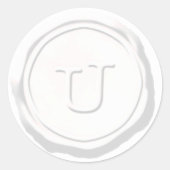 Wax Seal Wit Monogram U Initiaal Ronde Sticker (Voorkant)