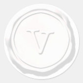 Wax Seal Wit Monogram V Initiaal Ronde Sticker (Voorkant)