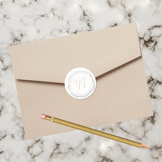Wax Seal Wit Monogram W Initiaal Ronde Sticker