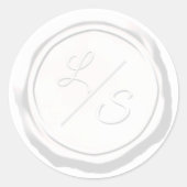 Wax Seal Witte Dubbele Initialen Monogram Ronde Sticker (Voorkant)