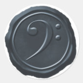 Wax Seal Zilver Blauw Treble Clef Muziek Symbool Ronde Sticker (Voorkant)