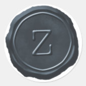 Wax Seal Zilveren Blauw Monogram Z Initiaal Ronde Sticker (Voorkant)