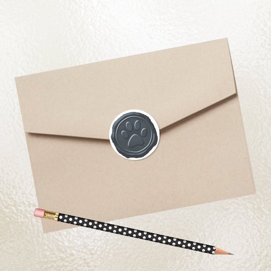 Wax Seal Zilveren Blauwe Poot Print Pet Symbool Ronde Sticker