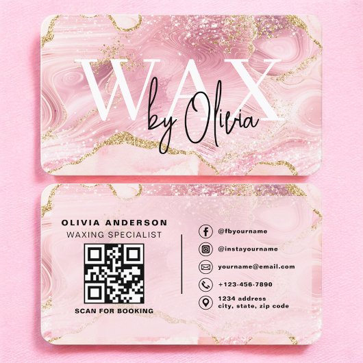 Wax Specialist Esthetician Pink QR Code  Visitekaartje