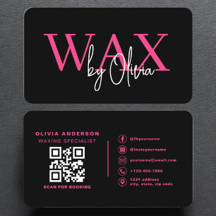 Wax Specialist Esthetician QR Code Hot Pink Visitekaartje