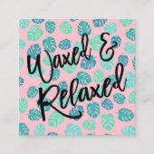 Wax typografie tropische bladroze vierkante visitekaartje (Voorkant)