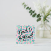 Wax typografie tropische bladroze vierkante visitekaartje (Staand voorkant)