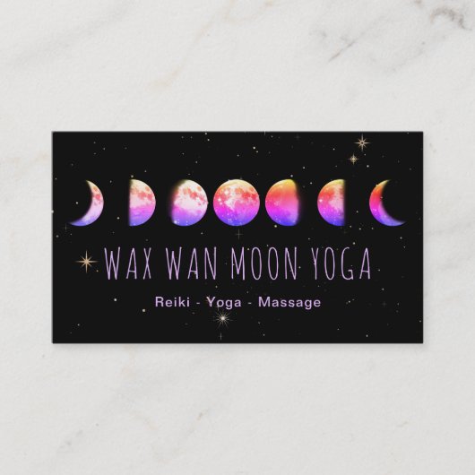*~* Wax Wan Stars Roze Paarse Blauwe Moon Fases Visitekaartje (Voorkant)