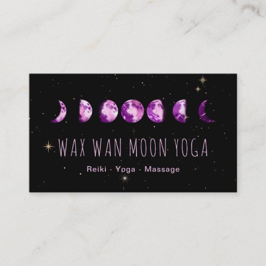 *~* Wax Wan Stars Violet Paarse Lunar Moon Phases Visitekaartje (Voorkant)