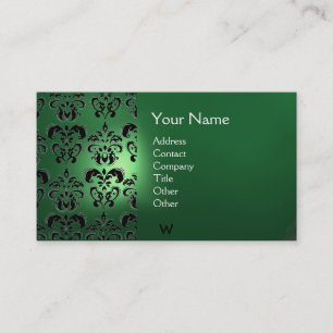 WAX ZEGEL DAMAST  MONOGRAAM groen Visitekaartje