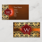 WAX ZEGEL DAMAST PERKAMENT MONOGRAM VISITEKAARTJE (Voorkant / Achterkant)