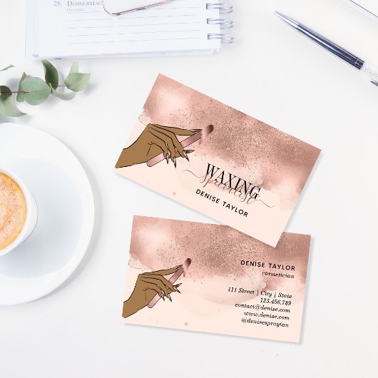 wax zwarte roze vrouw handwastechnicus busje visitekaartje